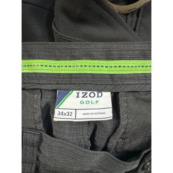 Izod Golf Mens Pinstripe Pants 34x32 Black Polyester Blend Straight Fit - Picture 4 of 11